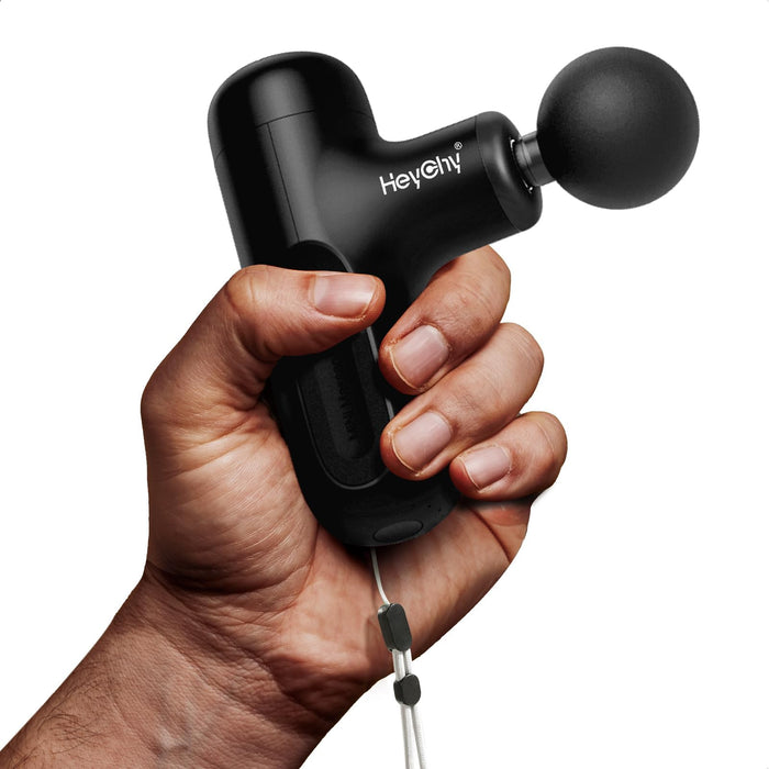 HEYCHY Super Mini Massage Gun, 4.8IN Small Travel Pain Relief Handheld Portable Massager, Full Body Recovery & Relief for Outdoors, USB Charging, 5 Speeds,Gifts for Men&Women (Black)