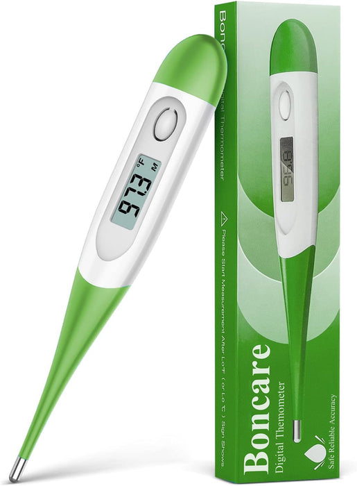 Boncare 10 Seconds Oral Thermometer for Adults and Kids - Accurate & Safe Rectal Thermometer for Baby with Fever Alarm, Digital Thermometer FSA HSA Eligible (Green)