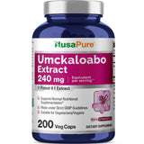 NusaPure Umckaloabo Extract 240mg 200 Veggie Caps (Vegetarian, Non-GMO, Gluten Free)