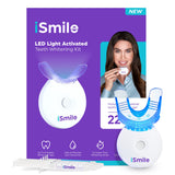 iSmile Teeth Whitening Kit - LED Light, 35% Carbamide Peroxide, (3) 3ml Gel Syringes, (1) Remineralization Gel, and Tray.