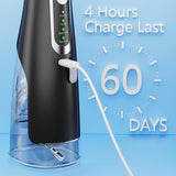 Water Flosser for Teeth Cleaning 4 Modes Rechargeable Oral Irrigator 4 Tips Powerful Battery Life Water Dental Picks IPX7 Waterproof 310ML Water Tank (Black)