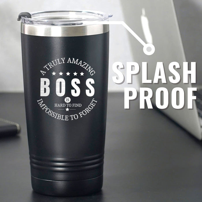 Onebttl Boss Gifts for Men, 20oz Engraved Stainless Steel Insulated Travel Mug, Perfect Boss Idea for Men/Male in Boss Day, Birthday, Christmas, Appreciation, Office