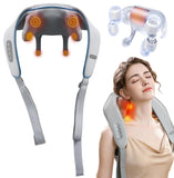 XTO Electric Neck Massager With Heat - Neck and Shoulder Massagers For Pain Relief Deep Tissue 5D Simulate Human Hand Grasping and Kneading Neck Headrest Back Massager For Muscle Relaxation Gift(Gray)