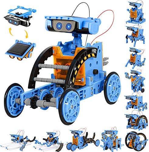 Sillbird STEM 12in1 Solar Robot Toys for Ages 8-13, Solar and Cell Powered Dual Drive Motor DIY Building Science Educational Kit, Gift for Kids 8 9 10 11 12 13 Years Old