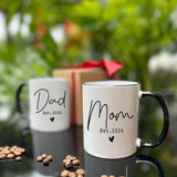 CATABUBU Gift for New Parents, Est 2024 Mom Dad Mugs Set 11oz, New Parents Pregnancy Announcement, First Time Mom Dad to Be Gifts, Promoted to Be Mom Dad Mug, Birthday Christmas Day Gifts for Mom Dad