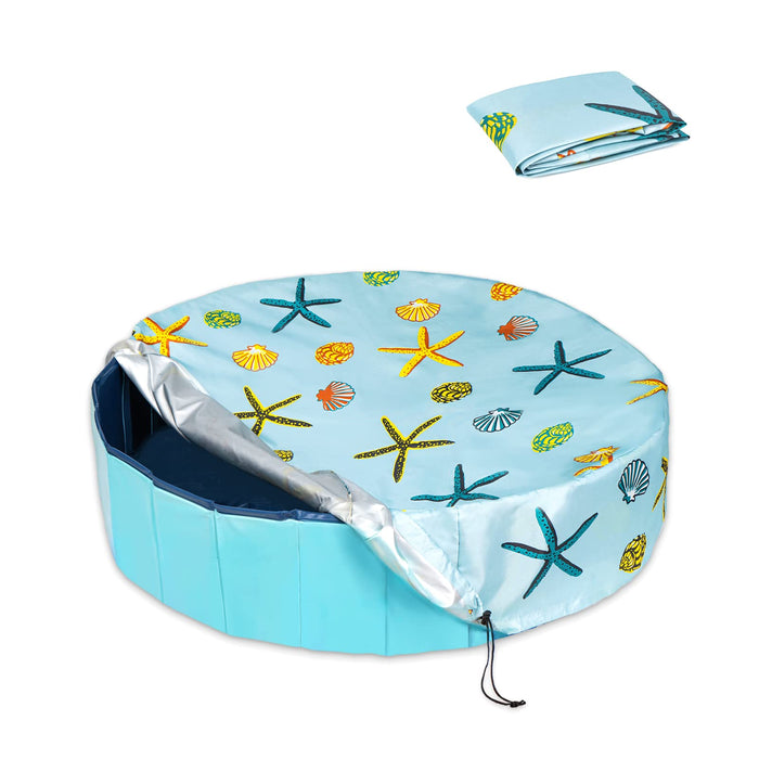 Ladadee Foldable Round Dog Swimming Pool Cover, for 32 "/63“/48” Collapsible Outdoor Tub, PVC Coating Waterproof and UV Protection, Leakproof Washable Kiddie Pet Small Paddling Bath Accessories