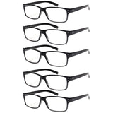 NORPERWIS Reading Glasses 5 Pairs Quality Readers Spring Hinge Glasses for Reading for Men and Women (5 Pack Black, 2.50)