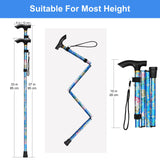 supregear Folding Cane, 5-Level Adjustable Height Walking Stick Lightweight Portable Cane Travel Cane with Wrist Strap and T Handle for Elderly Disabled Men Women