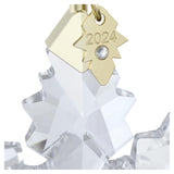 Swarovski Annual Edition 2024 Snowflake Ornament, Clear Faceted Crystal with Gold-Tone Metal Accents and Green Rayon Ribbon, Part of The Annual Edition Collection