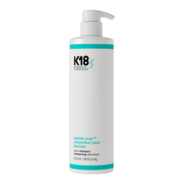 K18 PEPTIDE PREP™ Color-Safe Detox Clarifying Shampoo, Non-Stripping, pH-Optimized Cleanse, Removes Product Buildup, Dirt, Oils & Metals, 16 Fl Oz