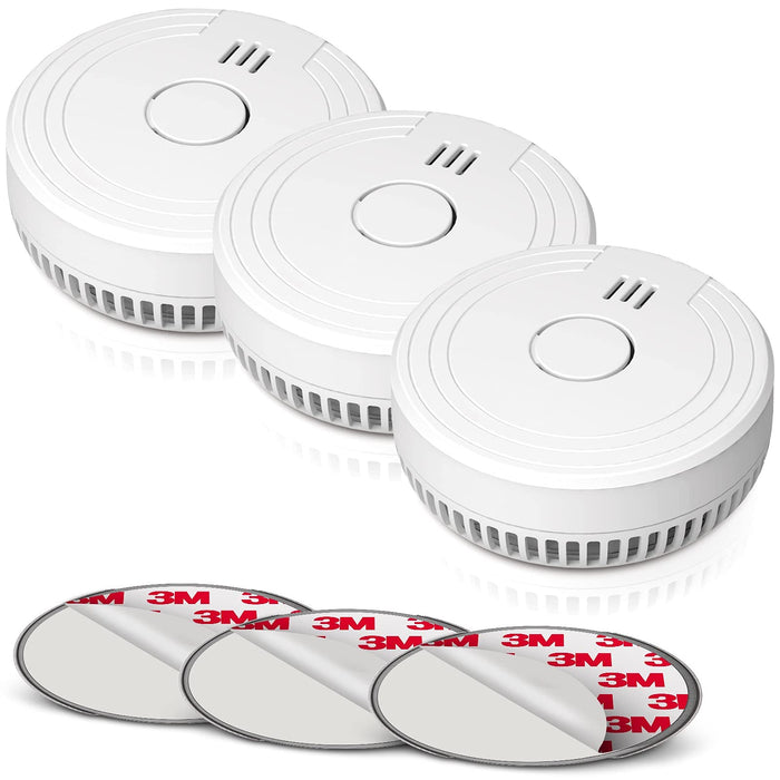 Ecoey Smoke Alarm Fire Detector with Photoelectric Technology and Low Battery Signal (Battery Include), Fire Alarm with Test Function for Home, Bedroom, FJ136GB, 3 Packs