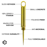 DAILYCARRYCO. TiPick Titanium Toothpick Keychain Holder - Portable Metal Travel Toothpick - Reusable EDC Micro Toothpick - Compact & Convenient - Carry On-the-Go - Titanium Construction, Gold