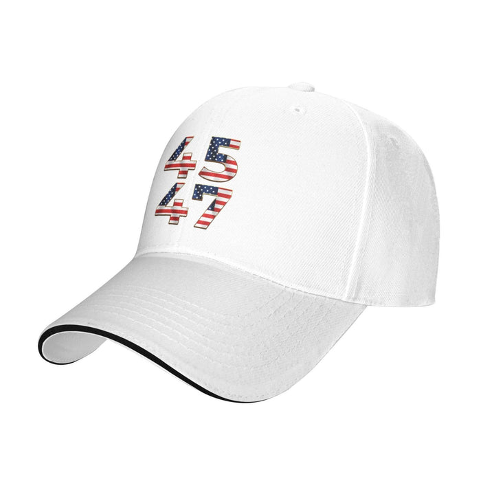 THRU Trump 2024 President Hat Trump 45 and 47 American Flag 45 47 Trump Hat Pro Trump 2024 Baseball Cap Funny Trucker Hat White