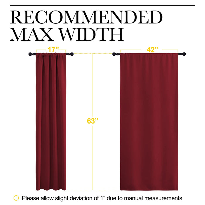 NICETOWN Christmas Burgundy Blackout Curtains and Drapes - Thermal Insulated Solid Rod Pocket Blackout Draperies/Panels for Gift (1 Pair, 42 by 63 inches, Burgundy Red)