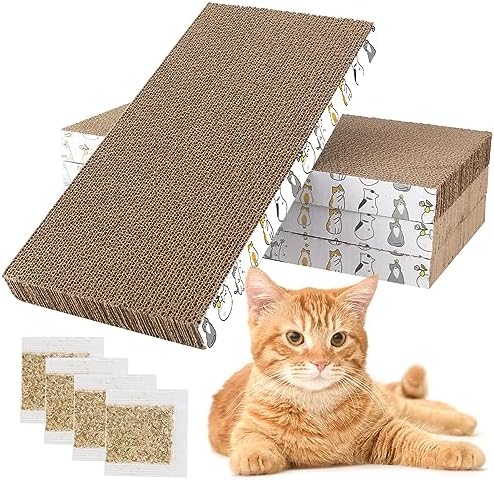 PatiencET Cat Scratcher 4 PCS Cat Scratch Pad Reversible Scratcher Scratching Texture Design Durable Scraper