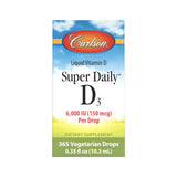 Carlson - Super Daily D3, 6000 IU (150 mcg) per Drop, Liquid Vitamin D3, 1-Year Supply, Non-GMO, Unflavored, 365 Vegetarian Drops (10.3 mL)