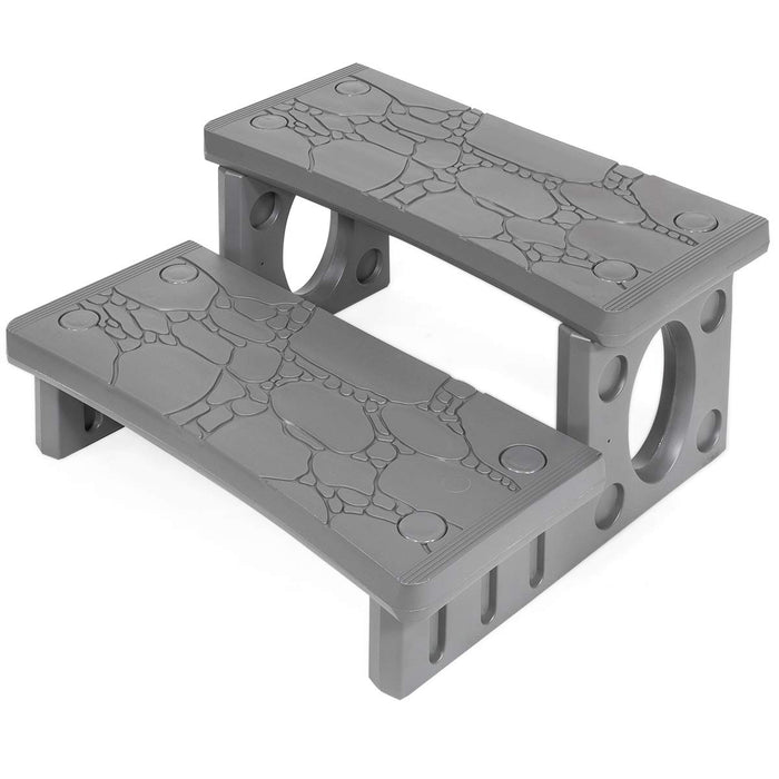 XtremepowerUS Premium Multi Purpose 2-Step Spa Hot Tub RV Campers Deck Steps Deck, Spa, Hot Tub, Bathtub, Swimming Pool Sided Step Non-Slip Steps for Outdoor/Indoor (Gray)