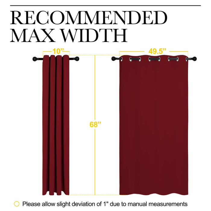 NICETOWN Christmas Burgundy Window Curtains Blackout Drapes, Thermal Insulated Solid Grommet Blackout Curtains/Draperies for Laundry Room (One Pair, 55 by 68-inch, Burgundy Red)