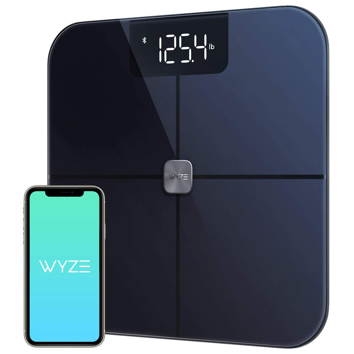 Wyze Smart Scale, Scale for Body Weight, Digital Bathroom Scale for Body Fat, BMI, and Heart Rate, Body Composition Analyzer with App, Batteries Included, Bluetooth, 400 lb, Black