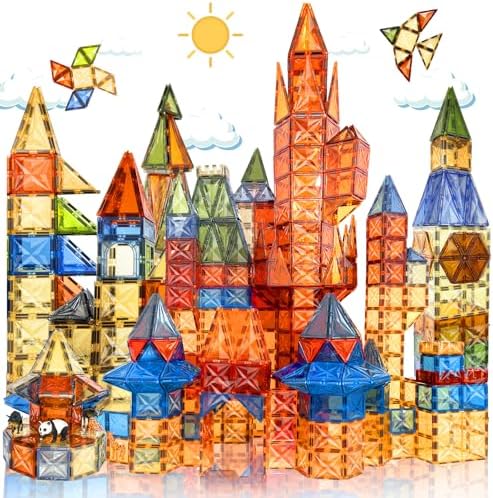 Magnetic Tiles, 100PCS Earth Color Magnet Building Toys for Kids Age 4-8, Sensory Stacking Blocks for Toddlers, STEM Preschool Montessori Learning Toys Birthday Gifts for Boys Girls Ages 3+