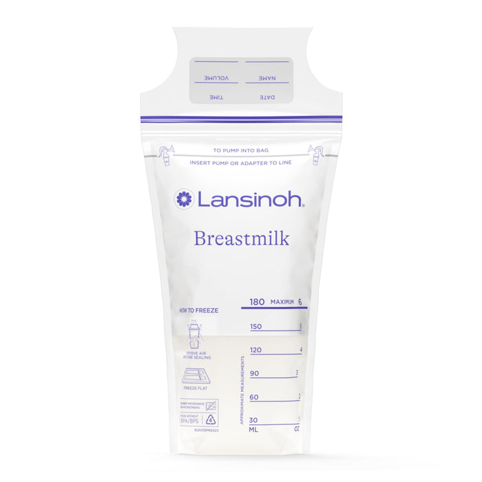 Lansinoh Breastmilk Storage Bags, 200 Count, Baby Essentials, Fast Freeze & Thaw Breast Milk Bags for Baby Bottle Feeding, Superior Strength & Stretch, 6 Ounce