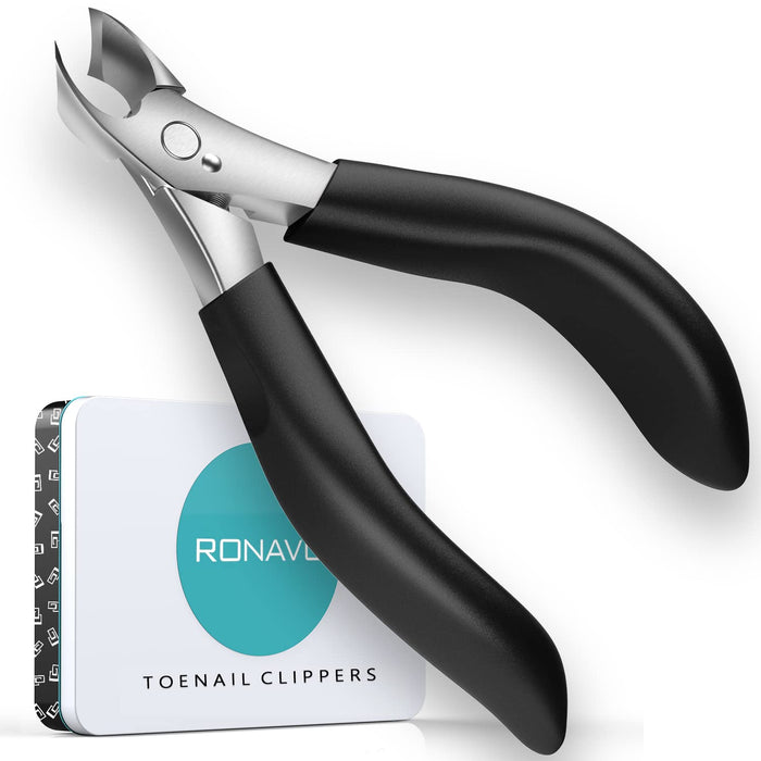 Toenail Clippers for Thick Nails for Seniors - Best Thanksgiving Gift for Men & Elderly, Heavy Duty Toe Nail Clippers with Large Handle, Professional Nail Clippers for Thickened Toenails (Black)