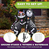 Funflatable 6 FT Halloween Inflatables Skeleton Black Cat and Dog Day of The Dead Outdoor Decorations, Inflatable Halloween Blow Up Yard Decorations with Built-in LED Lights for Yard Lawn Garden Decor