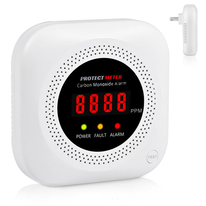 Protectmeter Carbon Monoxide Detectors, CO Detector Plug in Wall 100-220V AC Power Operated, Portable Traval Carbon Monoxide Alarm/Monitor for Home/Hotel/RV with AC Power, Digital LCD