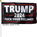 Trump 2024 Flag 3x5 Outdoor Double Sided 3 Ply Heavy Duty Fuck your feeling Trump Flags Banner for Outside with 2 Brass Grommets UV protection Fade Resistant for Rooms Outdoor Indoor Decoration Banner