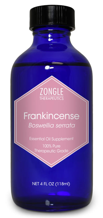 Pure Frankincense Essential Oil by Zongle – Supplement, 100% Pure Natural, Therapeutic & Food Grade Boswellia Serrata for Pain, Skin, Face, Knee, Edible, Ingestible, Oral Use – 4 OZ