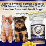Benson's Best Omega 3 Fish Oil for Cats & Small Dogs - 200 Softgels 500mg - 43% More Omega 3 Fatty Acids Than Salmon Oil - 100% Pure, Non-GMO, Natural Pet Food Dog Fish Oil Supplements
