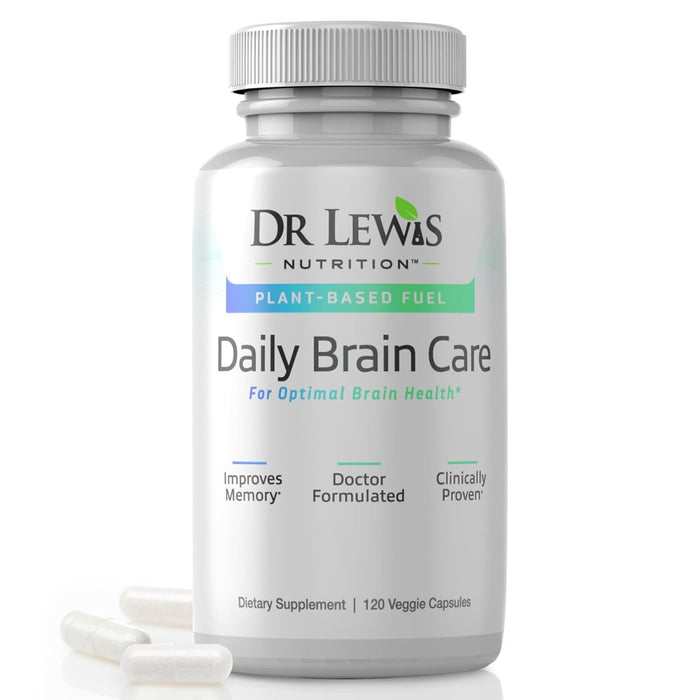 Dr Lewis Nutrition Brain Supplements for Memory and Focus with BiAloe - Plant-Based Daily Brain Care Cognitive Supplement and Nootropic Brain Support Supplement - Immunity and Energy - 120 Capsules