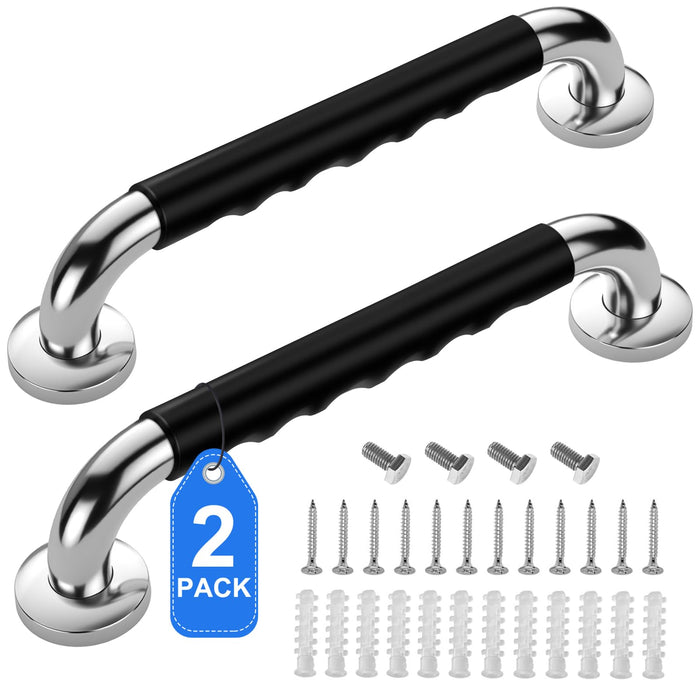 2 Pack 18 Inch Grab Bars for Bathtubs and Showers, Anti Slip Handicap Grab Bars for Shower, Safety Bath & Toilet Rail for Elderly Senior, Shower Handle Disability Assist Bathroom Handrail