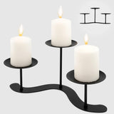 Home Decor Candle Holder Fireplace: 10 inch Metal Pillar Candelabra for Outdoor Wedding Party - Black Candle Stand for Indoor Dining Living Room - Advent Halloween Christmas