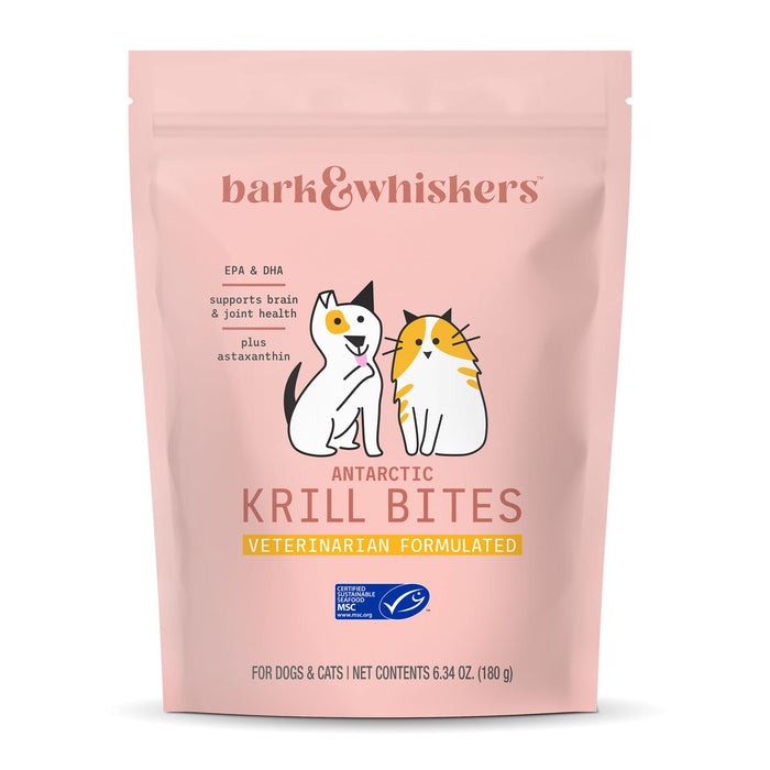 Bark & Whiskers Antarctic Krill Bites, 6.34 Oz. (180 g), EPA & DHA, Supports Brain & Joint Health, Veterinarian Formulated, Non-GMO, Dr. Mercola