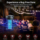 Solar Bug Zapper Outdoor Waterproof, Cordless Mosquito Zapper with 3600mAh Rechargeable Battery for Home, Backyard, Camping, Kitchen, 3 in 1 Electric Fly Zapper for Mosquitoes Gnats Flies Moths(2pc)