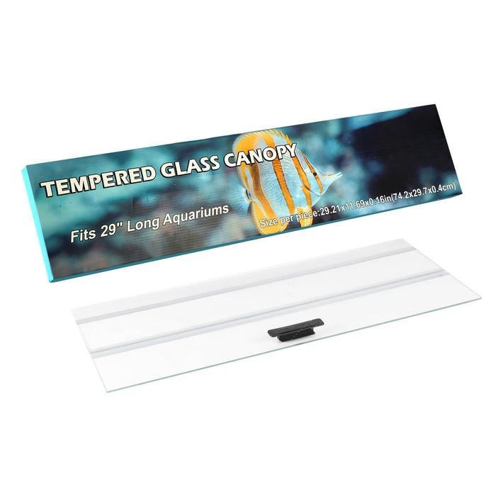 CUCZUUS Clear Tempered Glass Canopy,Aquarium Fish Tank Hoods (29.21 x 11.69 x 0.16in)
