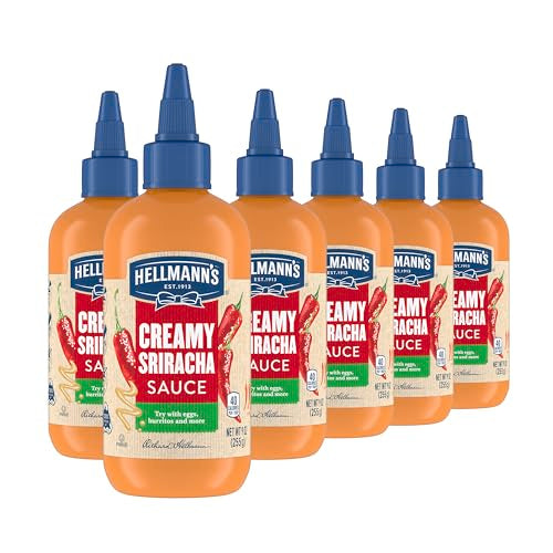 Hellmann's Spread and Dip Dipping Sauce Creamy Sriracha Pack of 6 For Sandwiches, Burgers and more Drizzle Sauce Squeeze Bottle 9 Fl oz