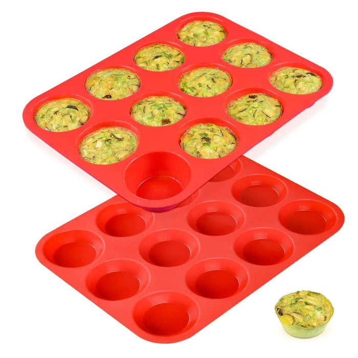12 Cups Silicone Muffin Pan - Regular Size Cupcake Pan Muffin Tin for Baking Nonstick Food Grade