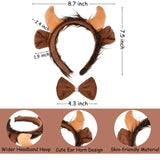 HODRME 3 Pieces Beast Ears Horns and Tail Set-Bull Headband with Tail Bow Tie Cosplay Party Halloween Costume Accessories for Kids and Adults