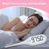 Digital Basal Body Thermometer: Easy@Home Accurate BBT for Ovulation Tracking & Fast Oral Thermometer with Large LCD Backlit Display | 1/100th Degree High Precision & Memory Recall | EBT-013