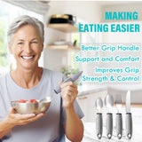 Nourislif Adaptive Utensils, Adaptive Utensils 4pcs for Hand Tremors,Elderly, Arthritis,Parkinsons-Built Up Utensils for Adults–Easy Grip Aids Handle–2.5oz Each Weighted Silverware for Hand Tremors