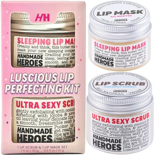 100% Natural Lip Scrub Vegan Conditioning Coconut Lip Exfoliator Gentle Exfoliant Sugar Lip Polish and Lip Exfoliator Scrubber for Chapped and Dry Lips (Lip Scrub and Lip Mask Gift Set)