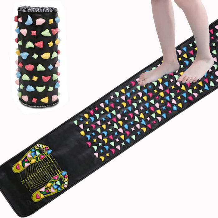 FightingFly Foot Massage Mat, Reflexology Walk Massager Mats Acupressure Foot Pad Acupoint Mat for Blood Circulation Body Foot Leg Pain Relieve Relief (68 x 13inch)