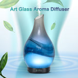 MAXWINER Essential Oil Diffusers Handmade Art Glass Ultrasonic Aromatherapy Diffusers with 7 Colors Lights Changing, Waterless Auto Shut-Off, Time Setting for Home, Office, Room 120ml