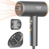 SIYOO Professional Hair Dryer, Ionic Blow Dryer with Diffuser and Nozzle, 1600 Watt Negative Ions Salon Lightweight Hairdryer Gold