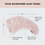 Kitsch Microfiber Hair Towel Wrap for Women - Quick Dry Towel | Microfiber Towel for Hair | Hair Drying Towel Wrap for Long Hair | Hair Towels for Women | Hair Turban Towel for Wet Hair (Pink)