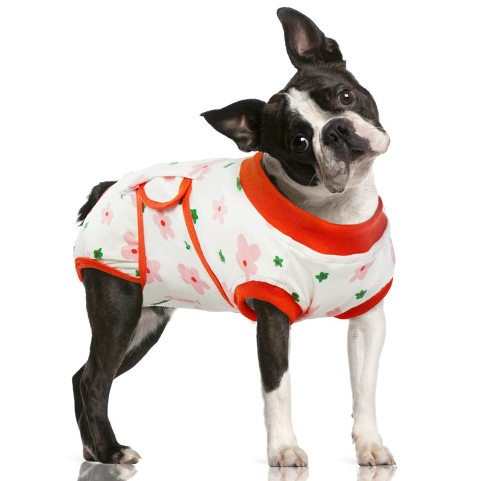 FUAMEY Recovery Suit for Dogs After Surgery,Soft Breathable Dog Bodysuit E-Collar & Cone Alternative Surgical Suit,Male Female Dog Neuter Spay Suits Anti Licking Wounds Onesie Red Flower XL