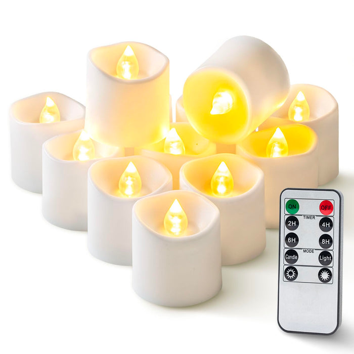 Homemory 12Pack 400+Hour Remote Control Flameless Candles, 2/4/6/8H Timer Led Votive Candles, Battery Operated Tea Lights for Wedding Table Centerpiece, Holidays, Halloween Pumpkins, Christmas Decor