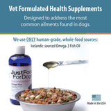 JustFoodForDogs Omega Plus Premium Fish Oil for Dogs Omega 3 Supplement, Liquid, 16 oz